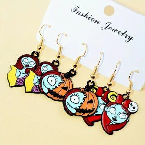 3 Pairs / Set Halloween Nightmare Before Christmas Dangle Earrings Lucy